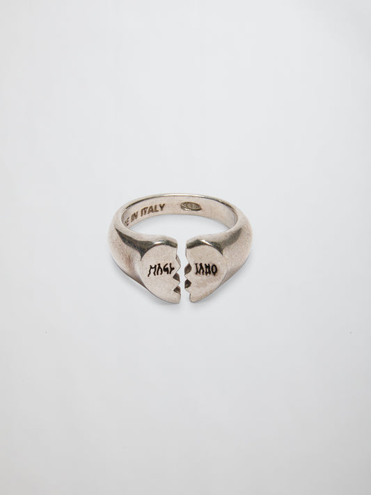 Mini Broken Heart Ring Silver