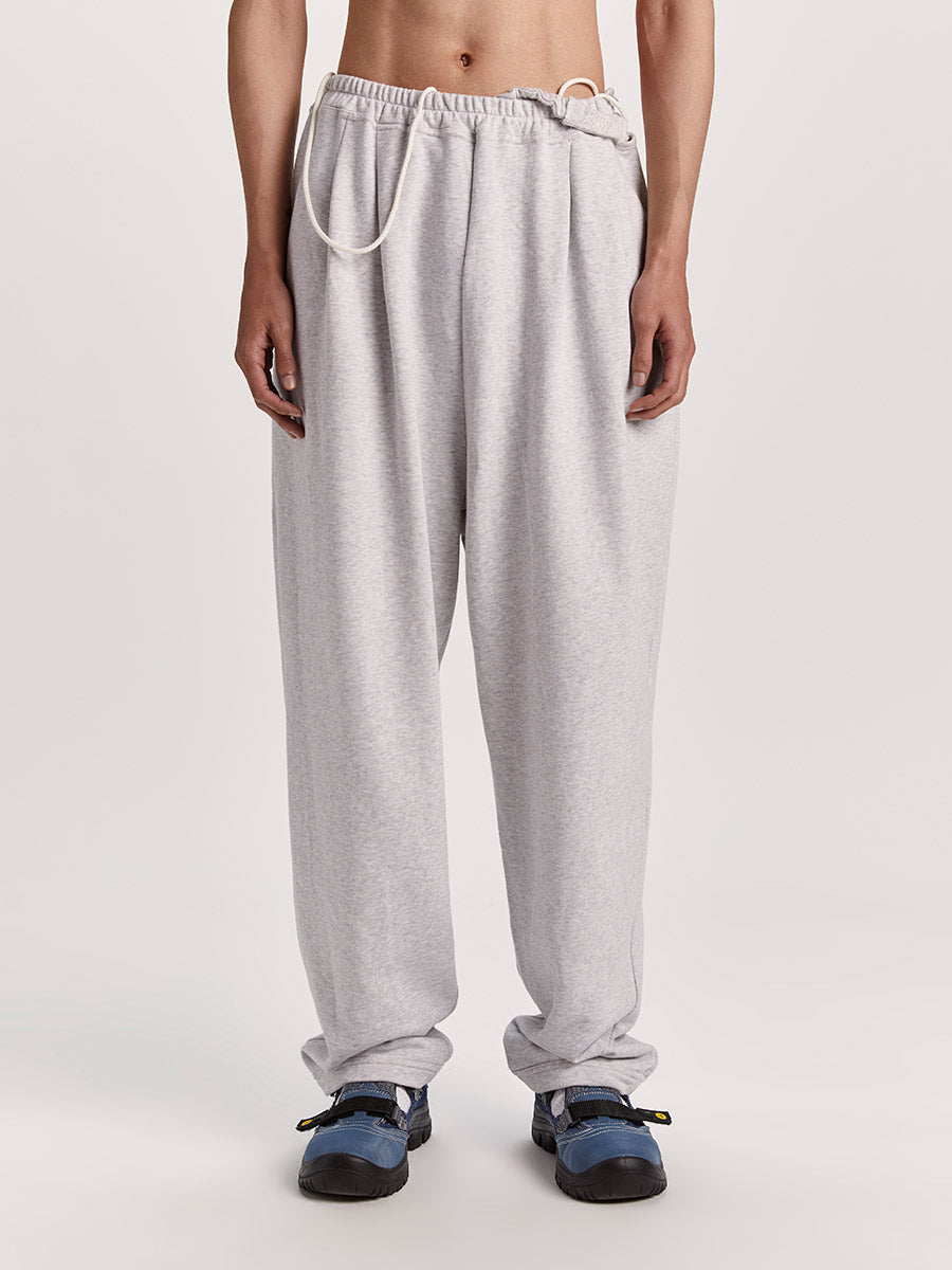 Pleats Sweat Pants Light Melange