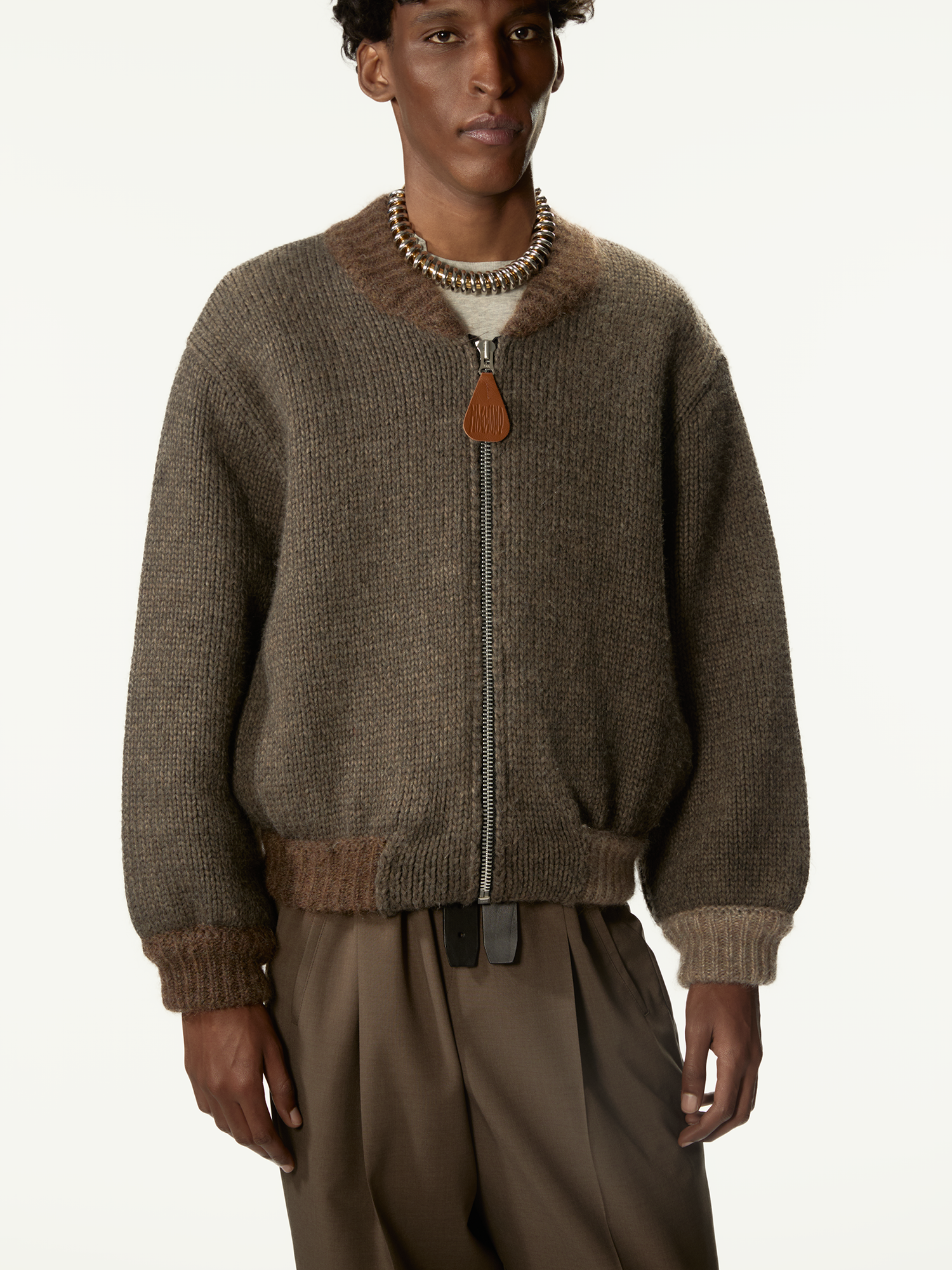 Knitted Bomberone Brown