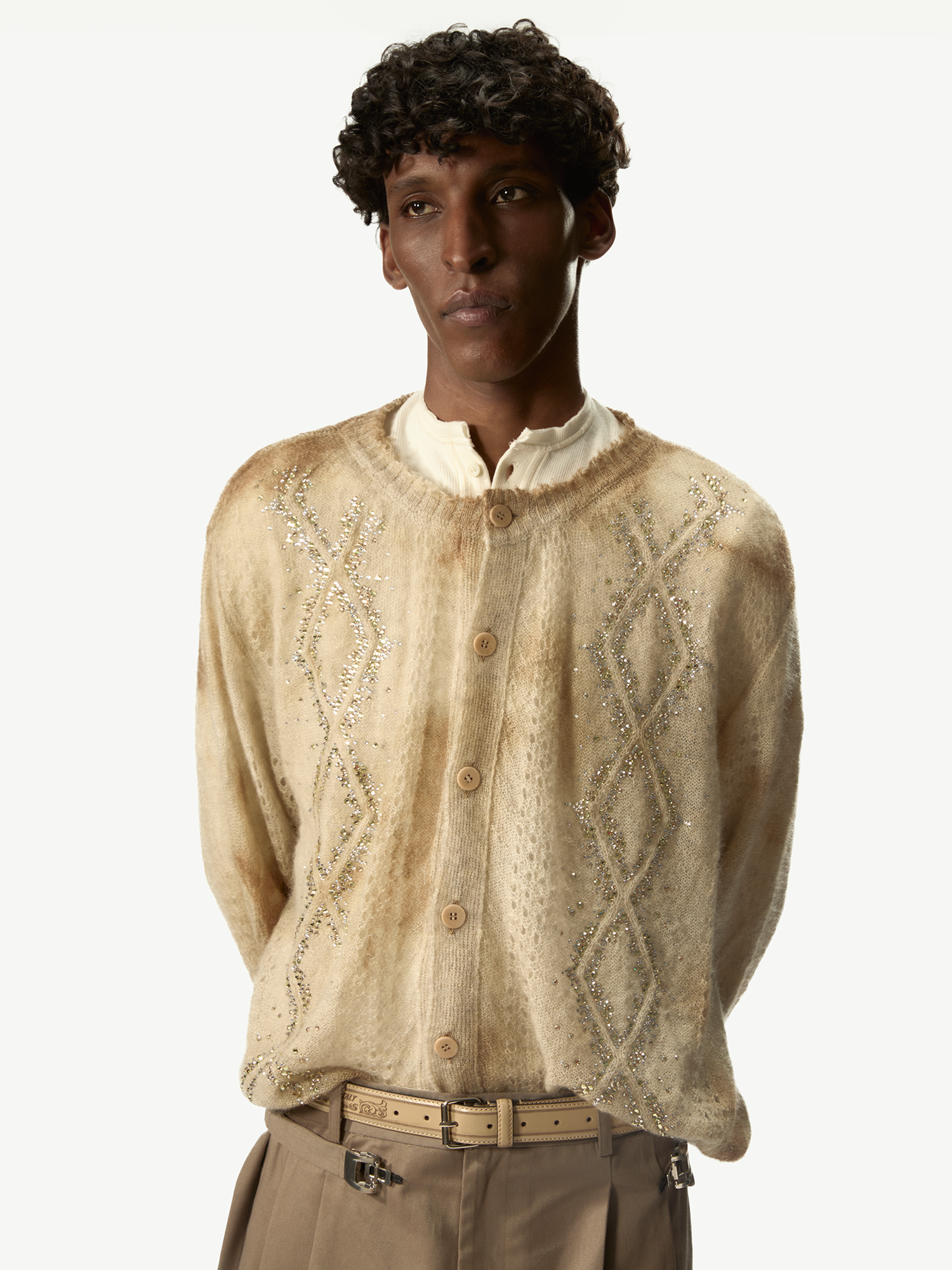 Dusty Swarovski Cardigan Beige