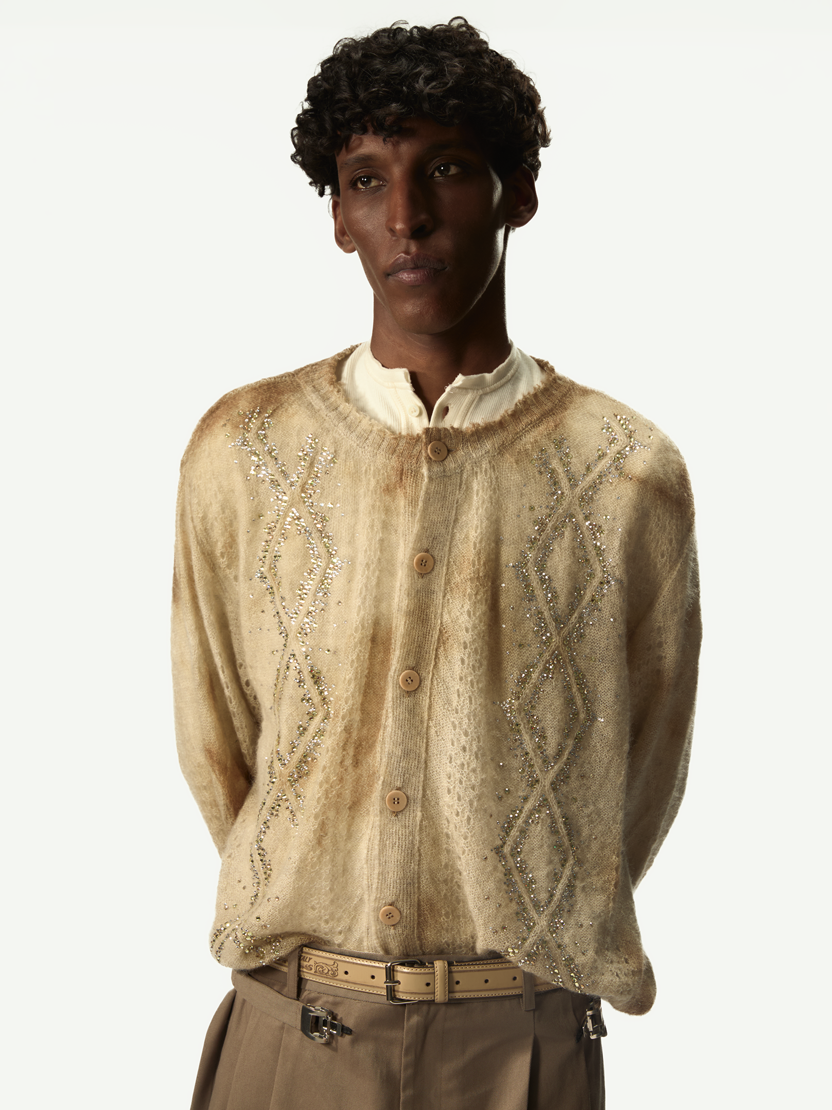 Dusty Swarovski Cardigan Beige