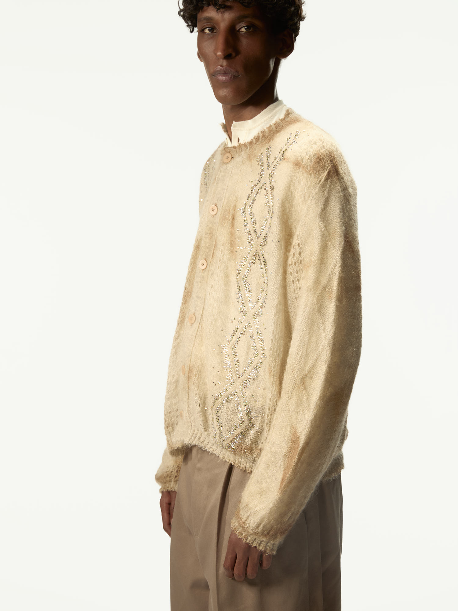 Dusty Swarovski Cardigan Beige