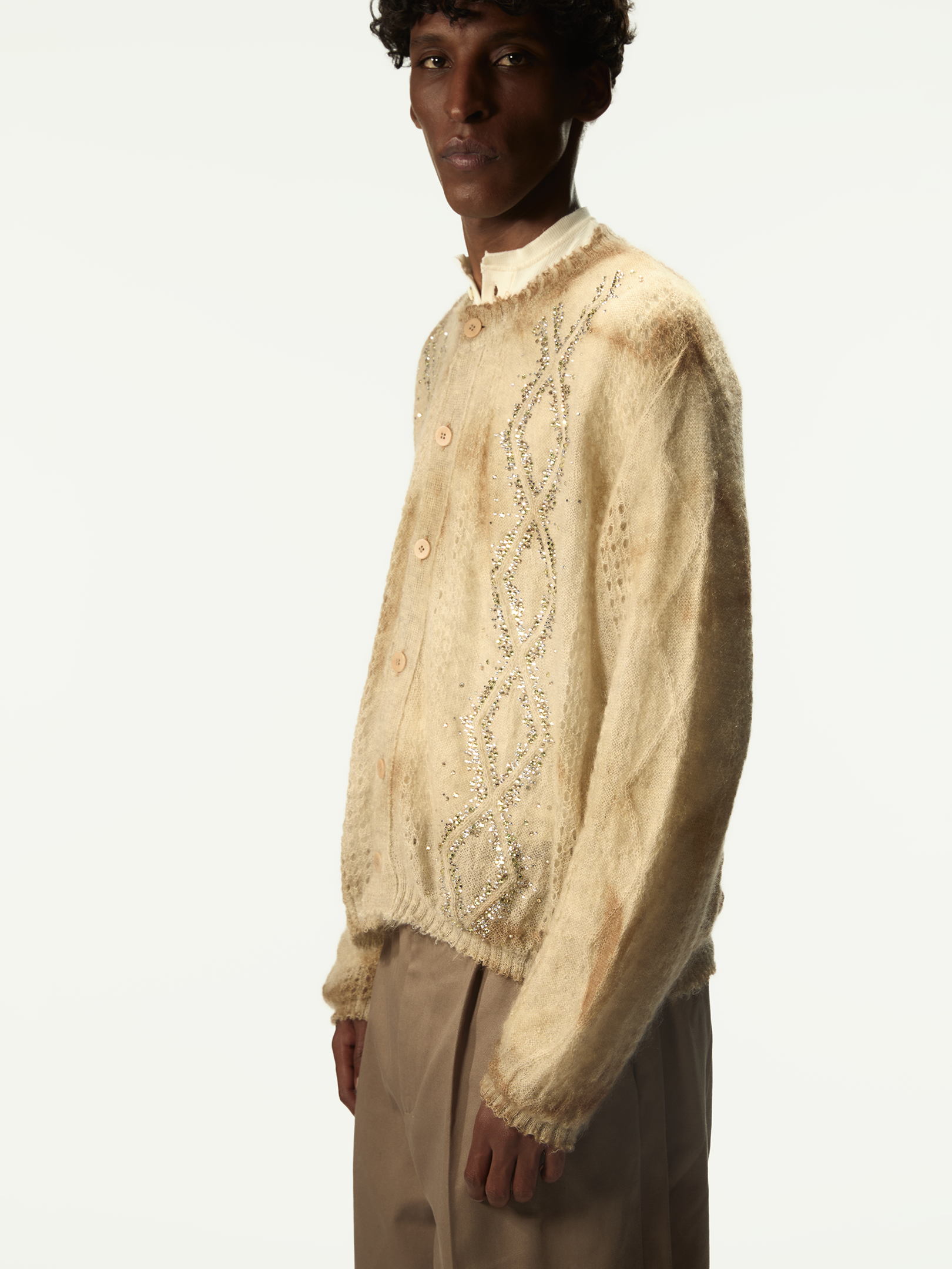 Dusty Swarovski Cardigan Beige