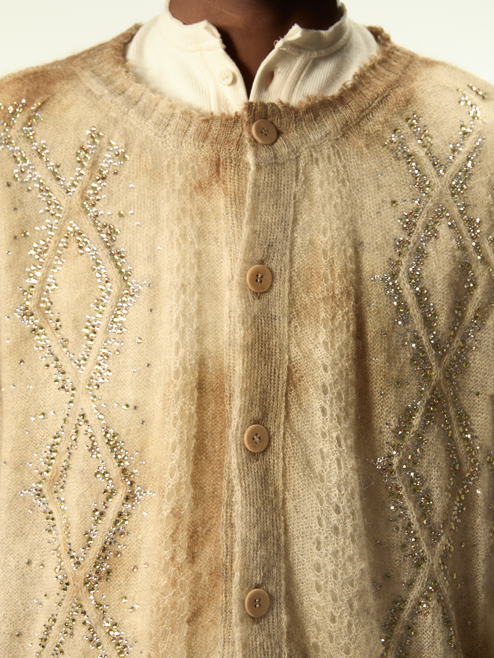 Dusty Swarovski Cardigan Beige