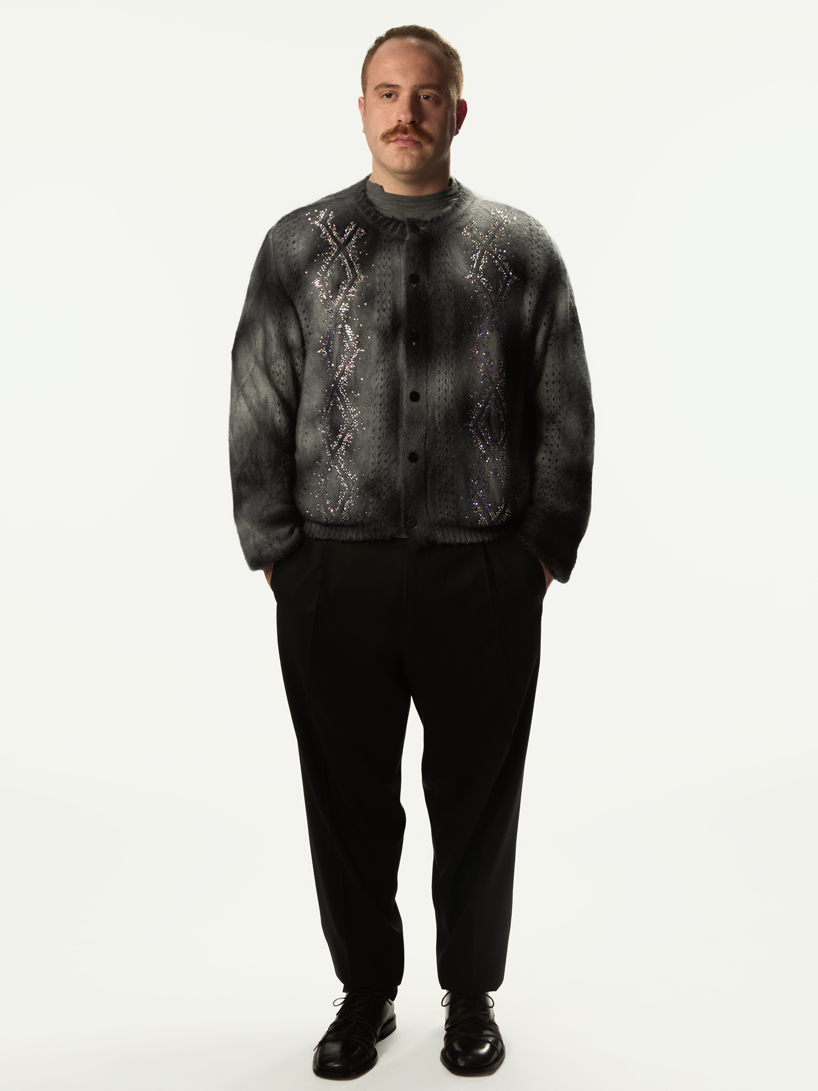 Dusty Swarovski Cardigan Dark Grey