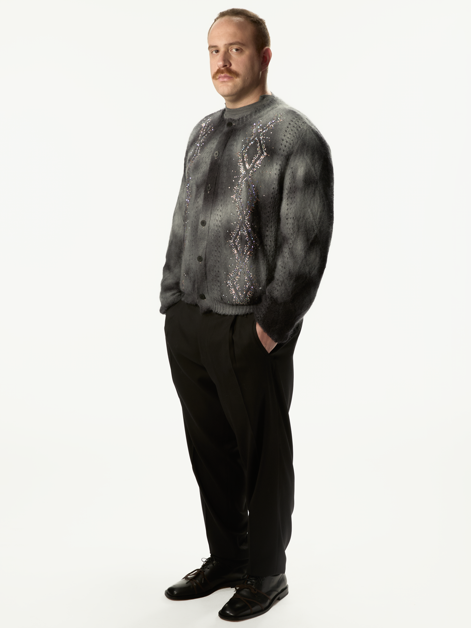 Dusty Swarovski Cardigan Dark Grey