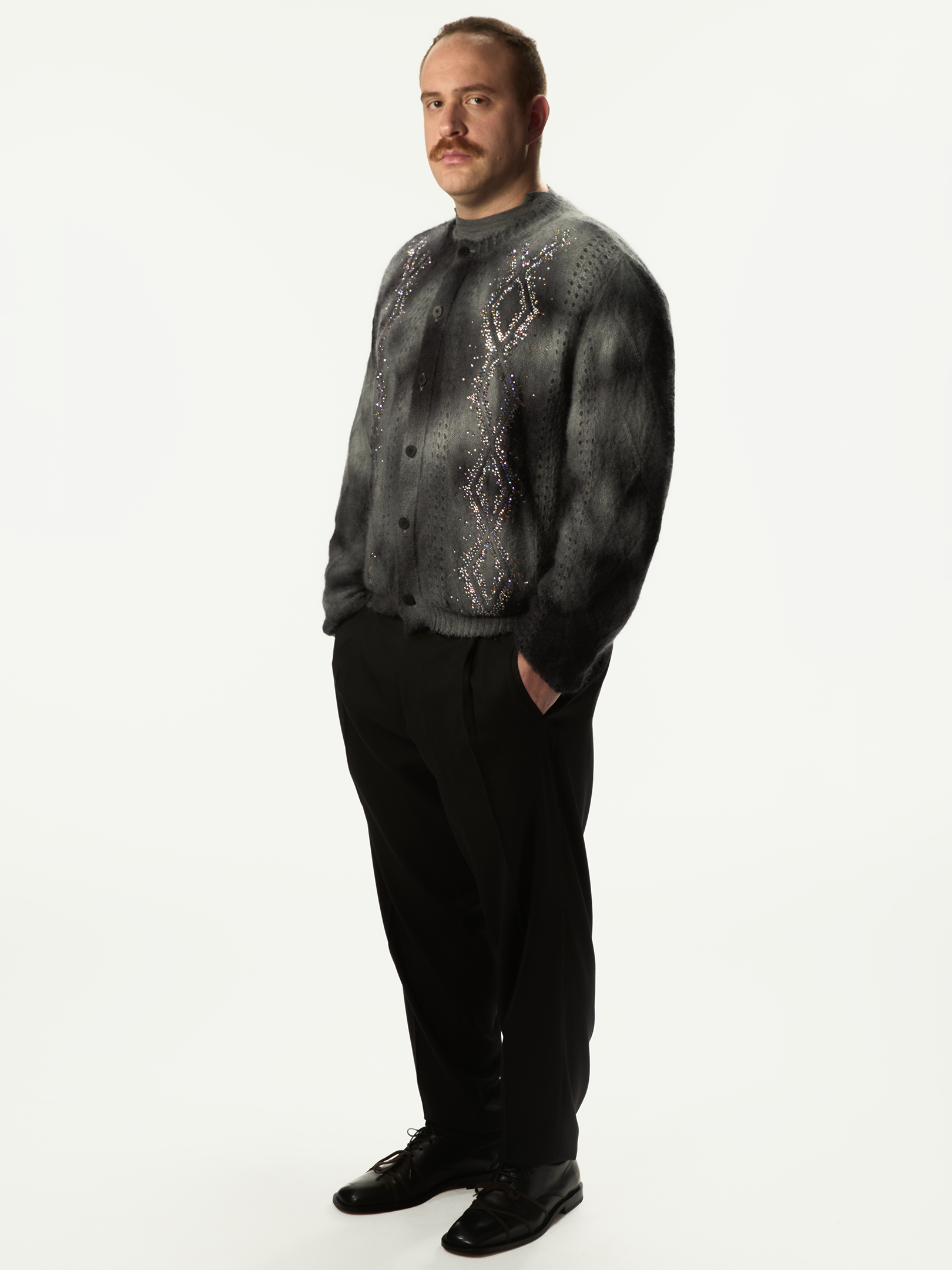 Dusty Swarovski Cardigan Dark Grey