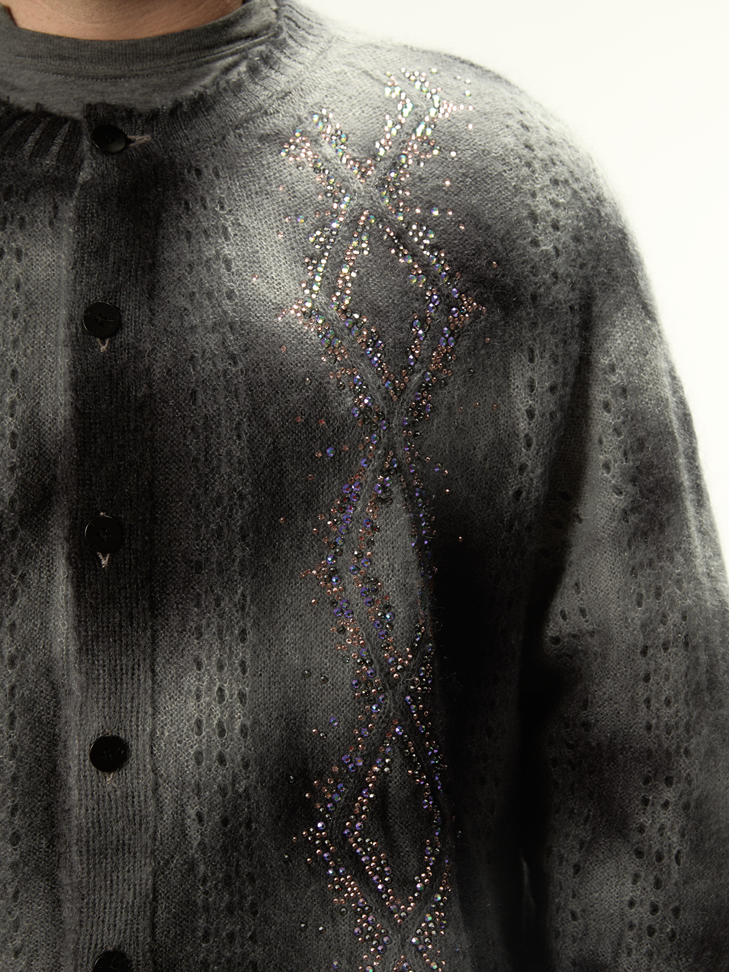 Dusty Swarovski Cardigan Dark Grey