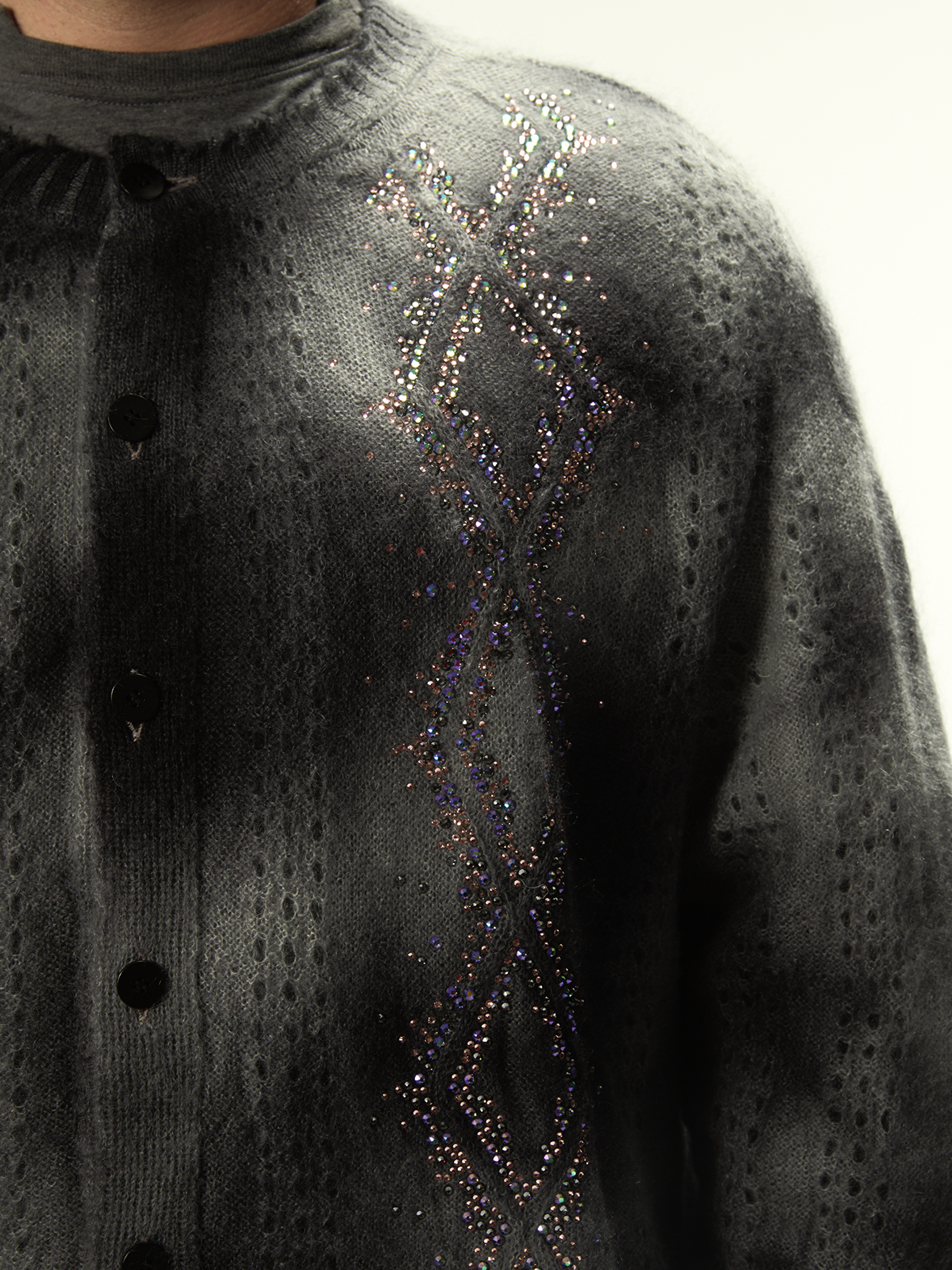 Dusty Swarovski Cardigan Dark Grey