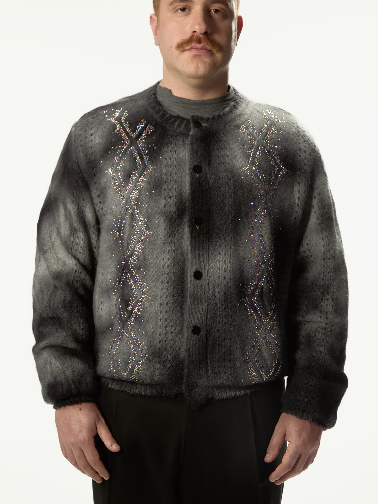 Dusty Swarovski Cardigan Dark Grey
