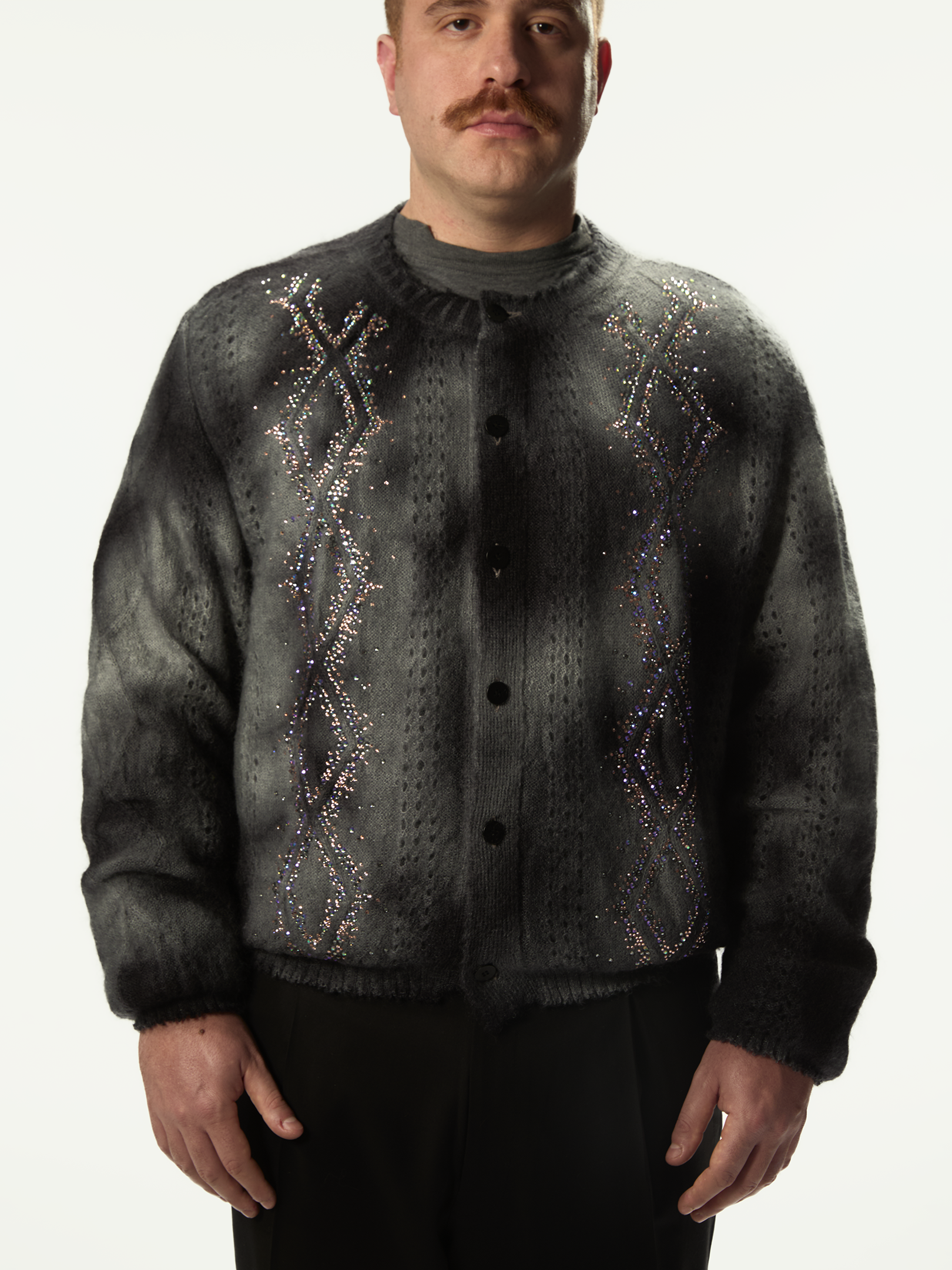 Dusty Swarovski Cardigan Dark Grey