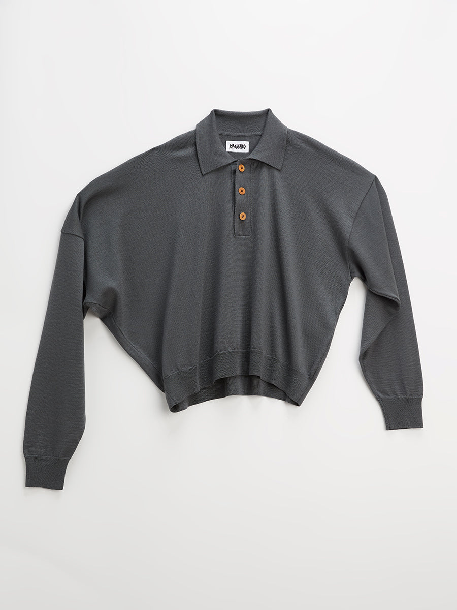 Twisted Merino Polo Inox Grey