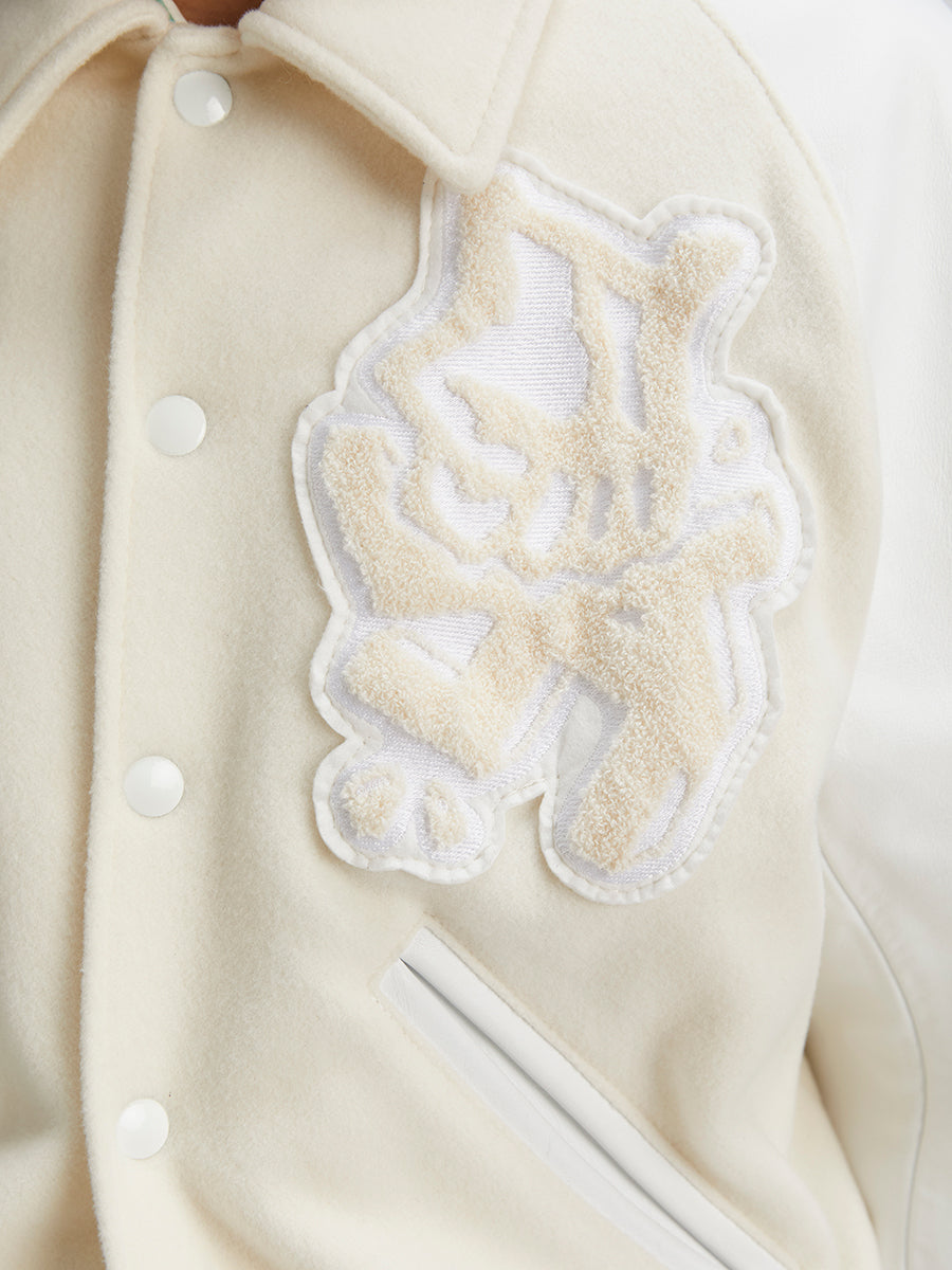 Antifa Varsity Bomber Jacket White