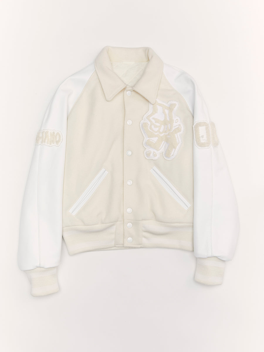 Antifa Varsity Bomber Jacket White