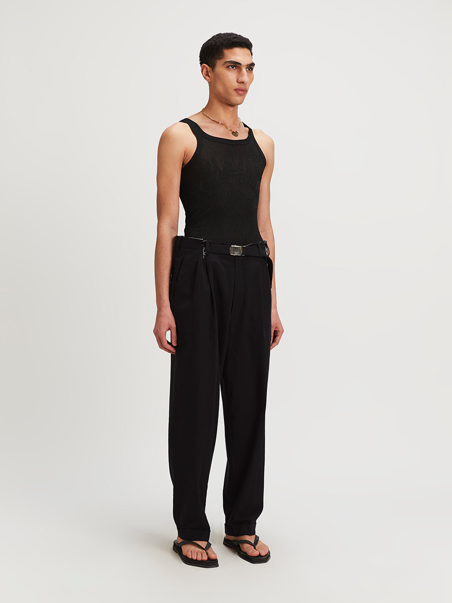 Magliano Ribbed Tank Top Black Lamé