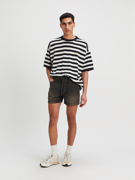 Venezia Knitted Tee White And Navy