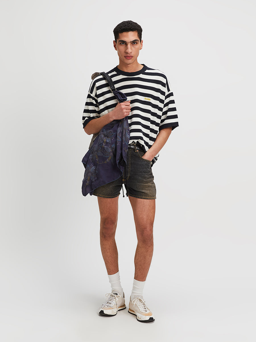 Venezia Knitted Tee White And Navy