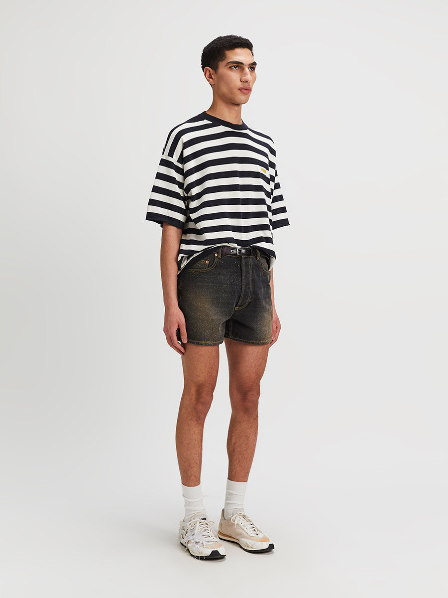 Venezia Knitted Tee White And Navy