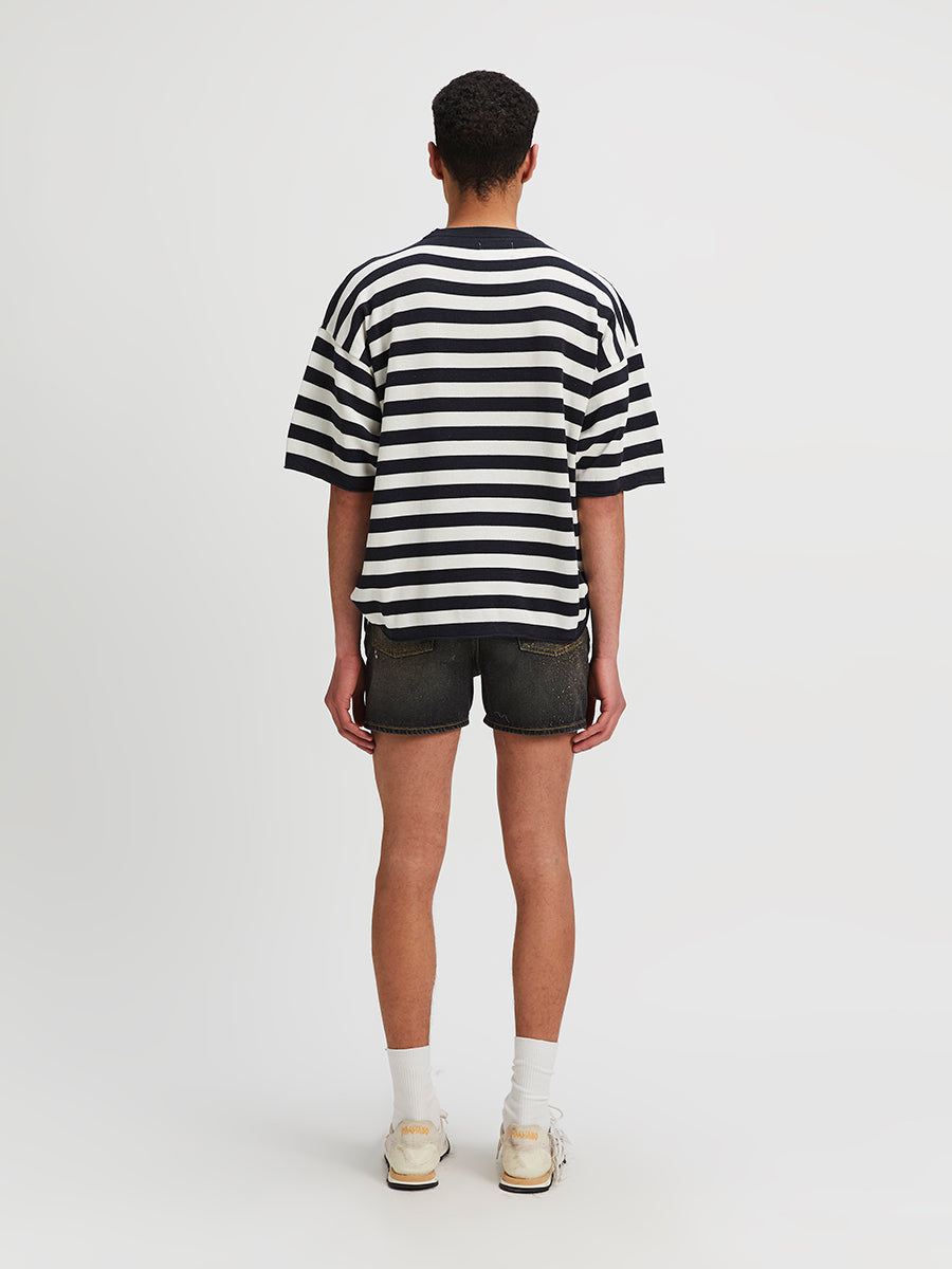 Venezia Knitted Tee White And Navy