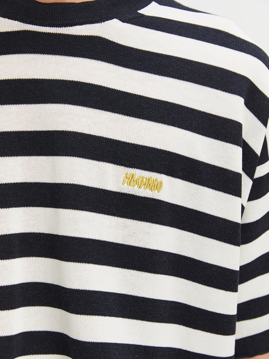 Venezia Knitted Tee White And Navy