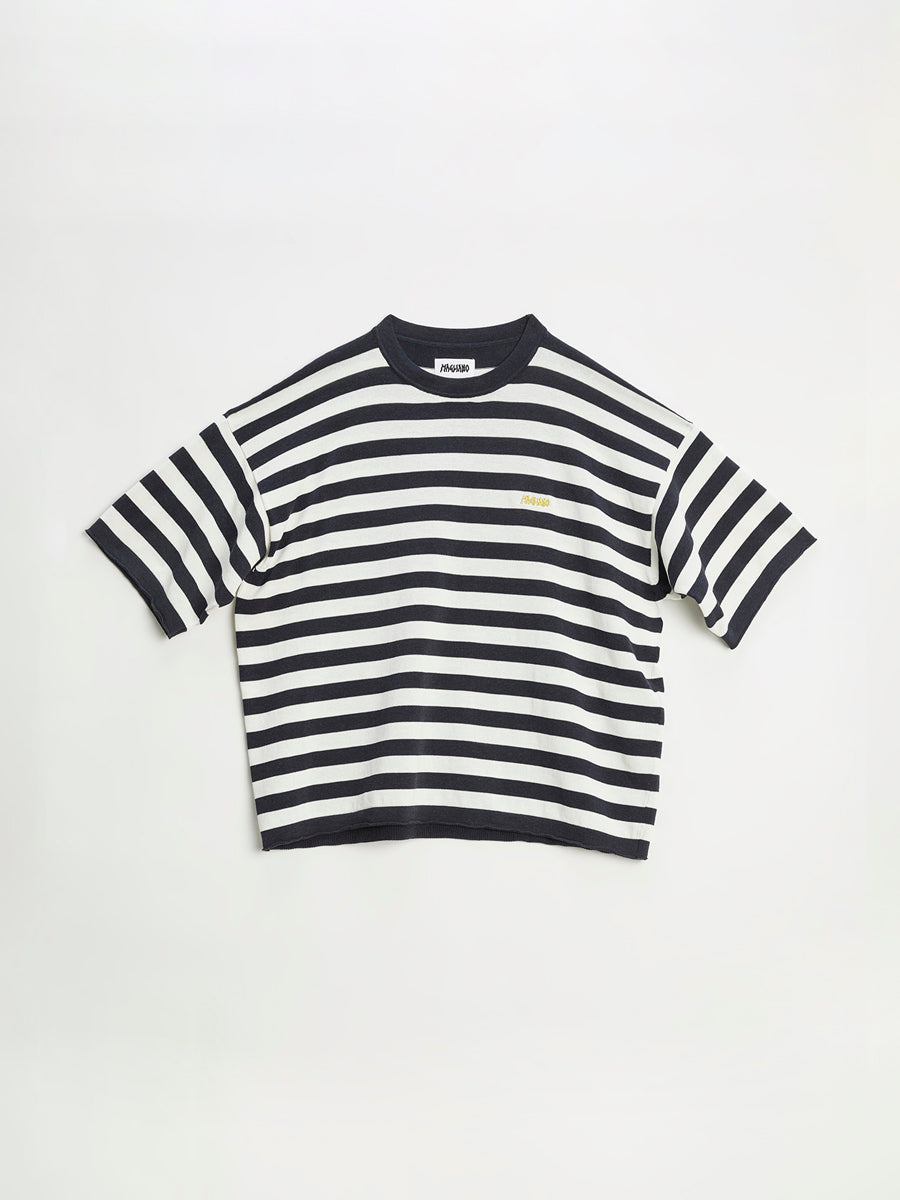 Venezia Knitted Tee White And Navy