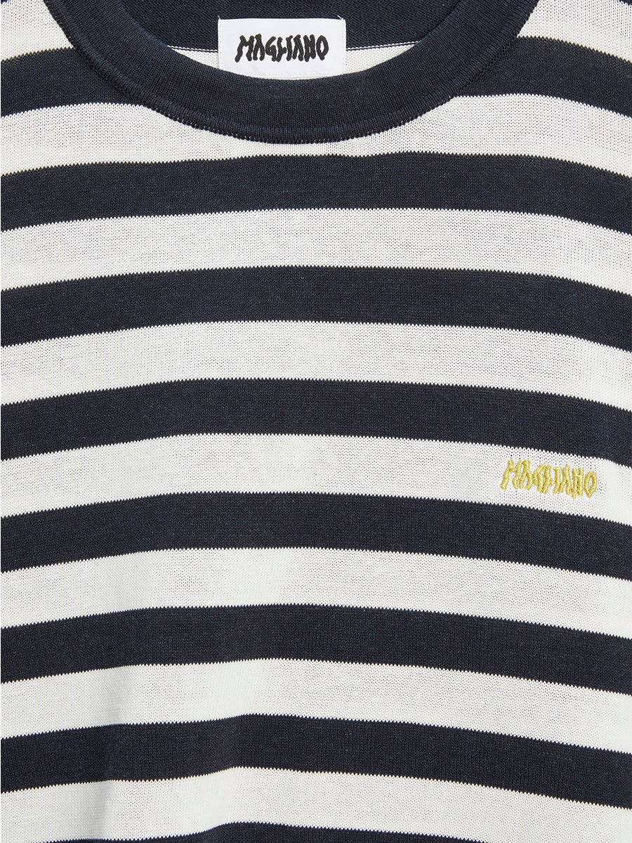 Venezia Knitted Tee White And Navy