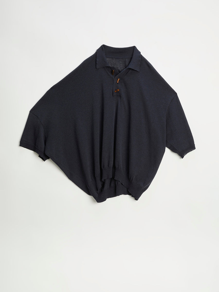 Twisted Short Sleeve Polo Navy