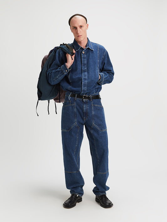 Work Bomber Shirt Slightly Washed Blue