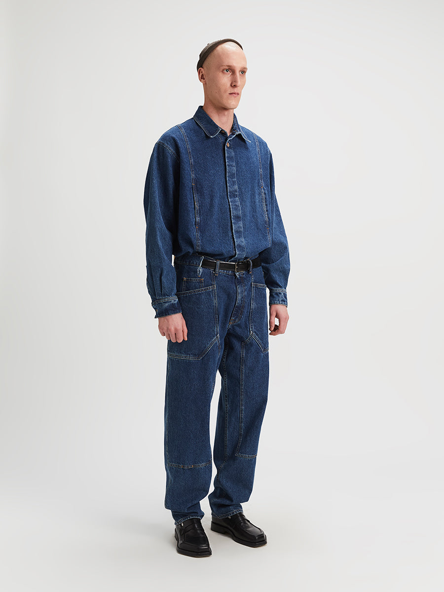 Work Bomber Shirt Slightly Washed Blue